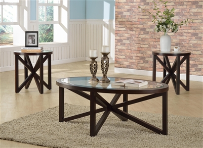 Cole 3 Piece Occasional Table Set in Dark Brown Finish by Crown Mark - CM-4249