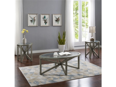 Cole 3 Piece Occasional Table Set in Grey Finish by Crown Mark - CM-4249-GY