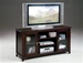 Jeffery 60" TV Console with Narrow Reed Glass Front Doors in Cappuccino Finish by Crown Mark - 4821