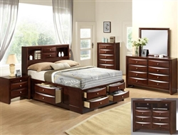 Emily Storage Captain Bed 6 Piece Bedroom Suite in Espresso Finish by Crown Mark - B4255