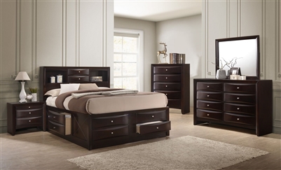 Emily Capitans 6 Piece Bedroom Suite in Dark Cherry Finish by Crown Mark - CM-B4265