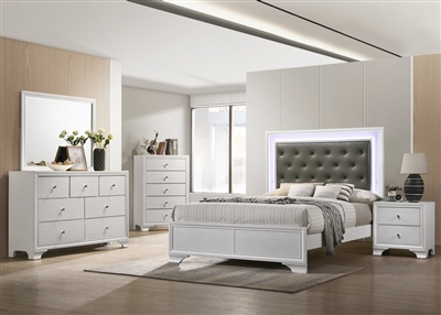 Lyssa 6 Piece Bedroom Suite in Frost Finish by Crown Mark - CM-B4310