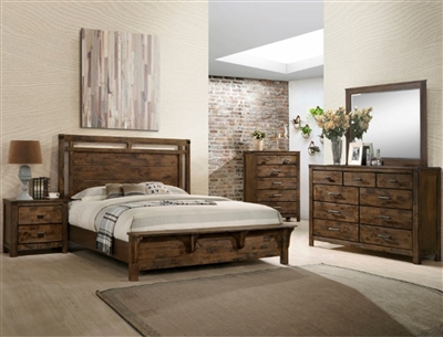 Curtis 6 Piece Bedroom Suite in Rustic Finish by Crown Mark - CM-B4800