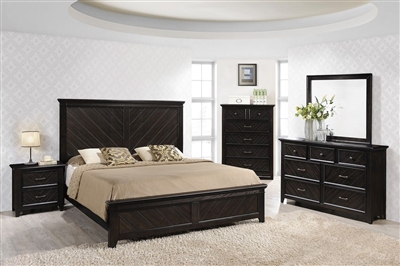 Charles 6 Piece Bedroom Suite in Modern Dark Finish by Crown Mark - CM-B6300