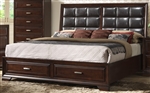 Jacob Storage Upholstered Bed in Espresso Finish by Crown Mark - B6515-Bed