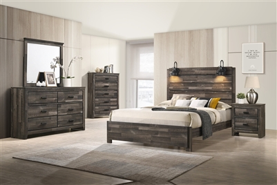 Carter 4 Piece Bedroom Suite in Weathered Gray Finish by Crown Mark - CM-B6800