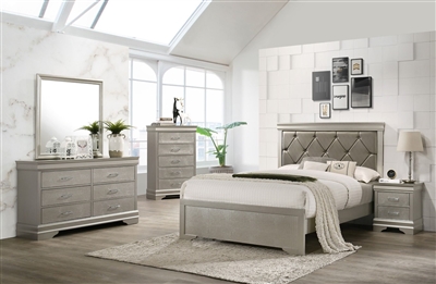 Amalia 6 Piece Bedroom Suite in Silver Finish by Crown Mark - CM-B6910