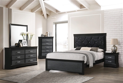 Amalia 6 Piece Bedroom Suite in Black Finish by Crown Mark - CM-B6918