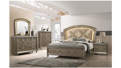 Cristal 6 Piece Bedroom Suite in Light Brown Finish by Crown Mark - CM-B7800-Q