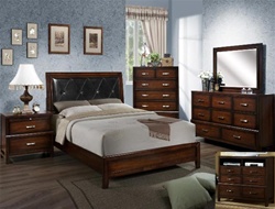 Doorian Diamond Pattern Bycast Headboard Panel Bed 6 Piece Bedroom Suite in Espresso Finish by Crown Mark - B9630
