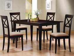 Cross Back Chair 5 Piece Dining Set in Cappuccino Finish by Coaster - 100774