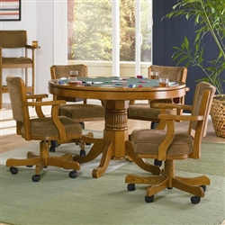 Three In One Bumper/Poker/Dining 5 Piece Table Set in Oak Finish by Coaster -100951