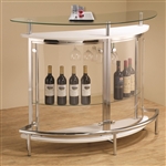 Contemporary White Bar Unit with Clear Acrylic Front by Coaster - 101066
