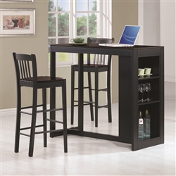 3 Piece Bar Table Set in Black Finish by Coaster - 101068