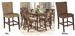 Jonas 5 Piece Counter Height Dining Set with Woven Stools in Rustic Brown Finish by Coaster - 101095