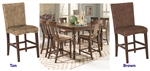 Jonas 5 Piece Counter Height Dining Set with Woven Stools in Rustic Brown Finish by Coaster - 101095