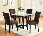 5 Piece Dinette Set with Round Glass Table Top in Cappuccino Finish by Coaster - 101490CH