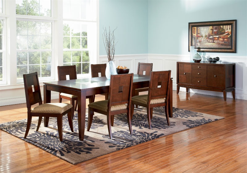 Barnes Cracked Glass Insert Top 7 Piece Dining Set In Cappuccino Finish By Coaster 102051