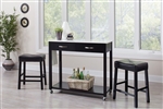 3 Piece Mobile Kitchen Cart Dinette in Black Finish by Coaster - 102137