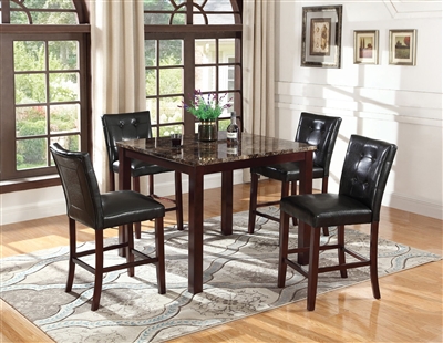 Ducey 5 Piece Counter Height Dining Set in Dark Brown Finish by Coaster - 103538