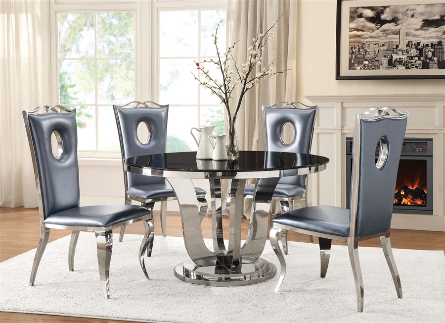 Anchorage 5 Piece Dining Set In Glass And Chrome Finish By Coaster 107891