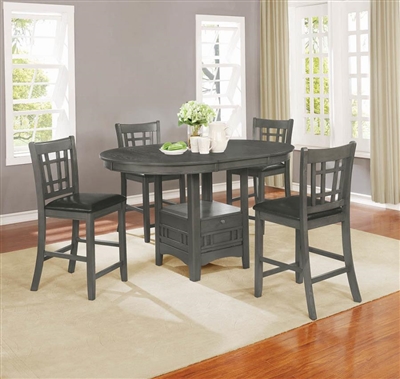 Lavon 5 Piece Counter Height Dining Set in Medium Grey Finish by Coaster - 108218
