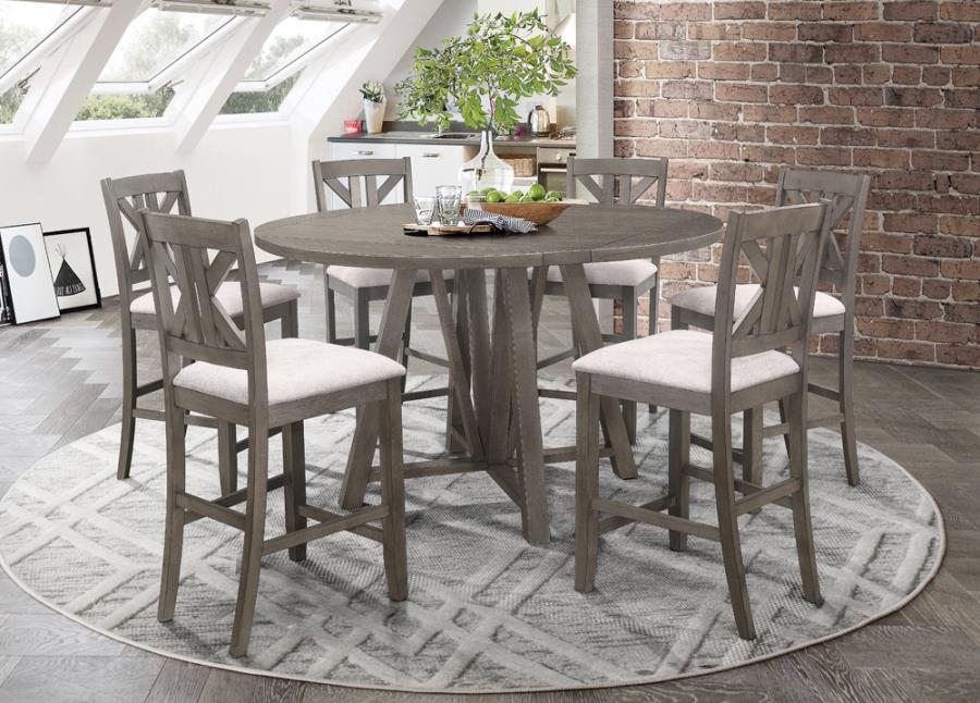 Athens 5 Piece Counter Height Dining, Rustic Grey Counter Height Dining Table Set