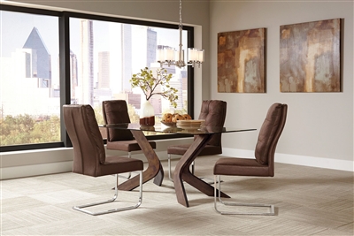 San Vicente 5 Piece Dining Set in Nut Brown Finish by Coaster - 120361-B