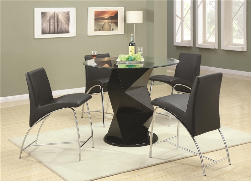 Ophelia 5 Piece Round Glass Top Counter Height Set By Coaster
