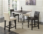 Eldridge 5 Piece Counter Height Table Set in Weathered Grey and Chrome Finish by Coaster - 121128