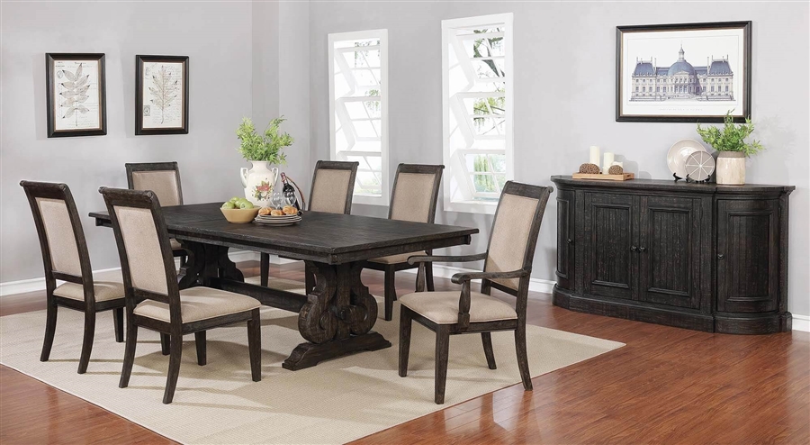 Whitney 7 Piece Dining Set in Burnished Black Finish by Coaster - 121281
