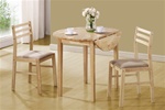 3 Piece Dining Set in Natural Finish by Coaster - 130006