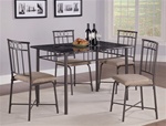 Marble Top Black Metal 5 Piece Dining Set by Coaster - 150114