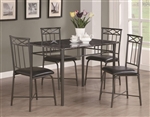 Marble Top Black Metal 5 Piece Dining Set by Coaster - 150115