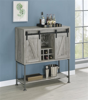 Bar Cabinet in Grey Driftwood Finish by Coaster - 183038
