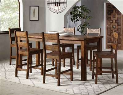 Coleman 5 Piece Counter Height Dining Set in Rustic Golden Brown Finish by Coaster - 107048-C