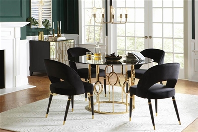Lindsey 5 Piece Round Dining Set in Sunny Gold Finish by Coaster - 192071