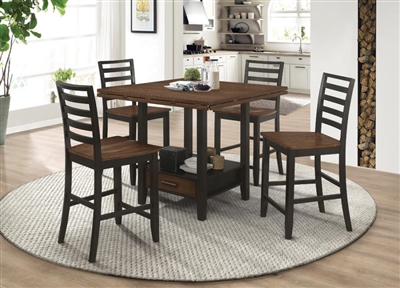 Sanford 5 Piece Counter Height Dining Set in Cinnamon and Espresso Finish by Coaster - 192728