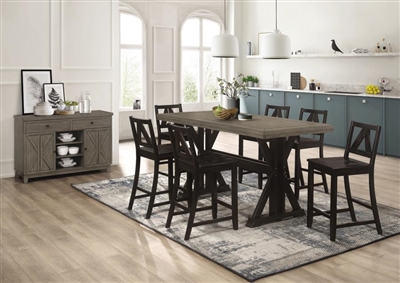 Bairn 5 Piece Counter Height Dining Set in Barn Grey and  Black Sand Through Finish by Coaster - 193498