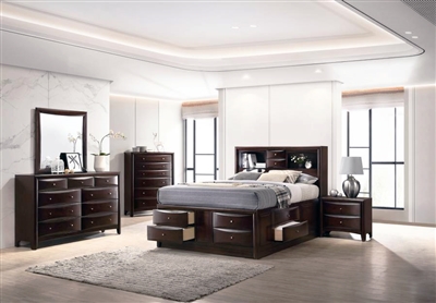 Phoenix Storage Bed 6 Piece Bedroom Set in Rich Deep Cappuccino Finish by Coaster - 200409