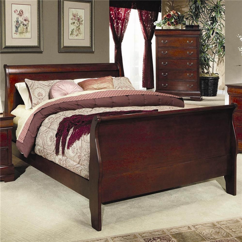 Antique Furniture Wooden Bed Frame, Cherry Wood Headboard And Footboard