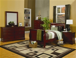Louis Philippe 4 Piece Youth Bedroom Set in Cherry Finish by Coaster - 200431T