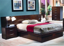 Jessica Platform Bed with Side Panels & Nightstands in Cappuccino Finish by Coaster - 200711QBP