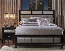Barzini Metallic Upholstered Bed in Black Finish by Coaster - 200891Q