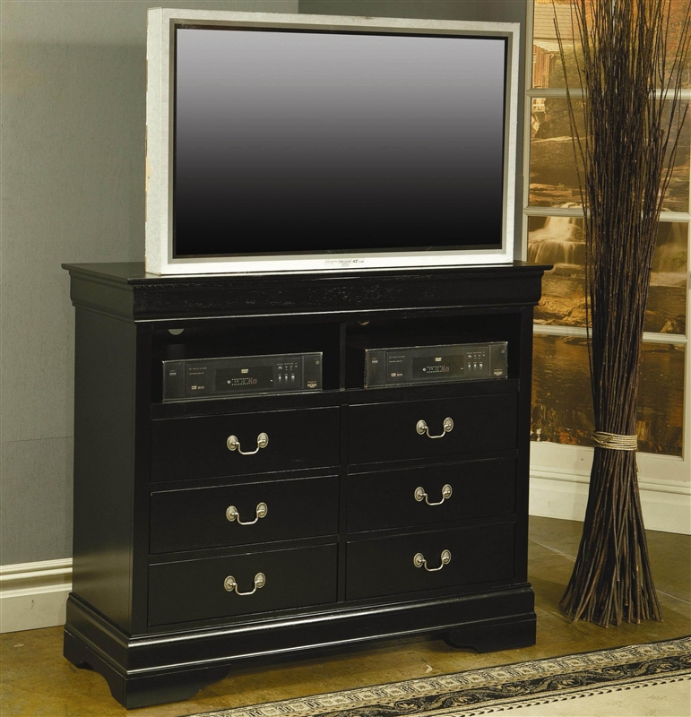Louis Philippe Media Chest In Black Finish By Coaster 201076