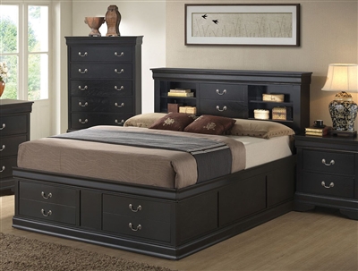 Louis Philippe Storage Bed in Black Finish by Coaster - 201079Q