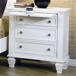 Sandy Beach 3 Drawer Nightstand in White Finish by Coaster - 201302