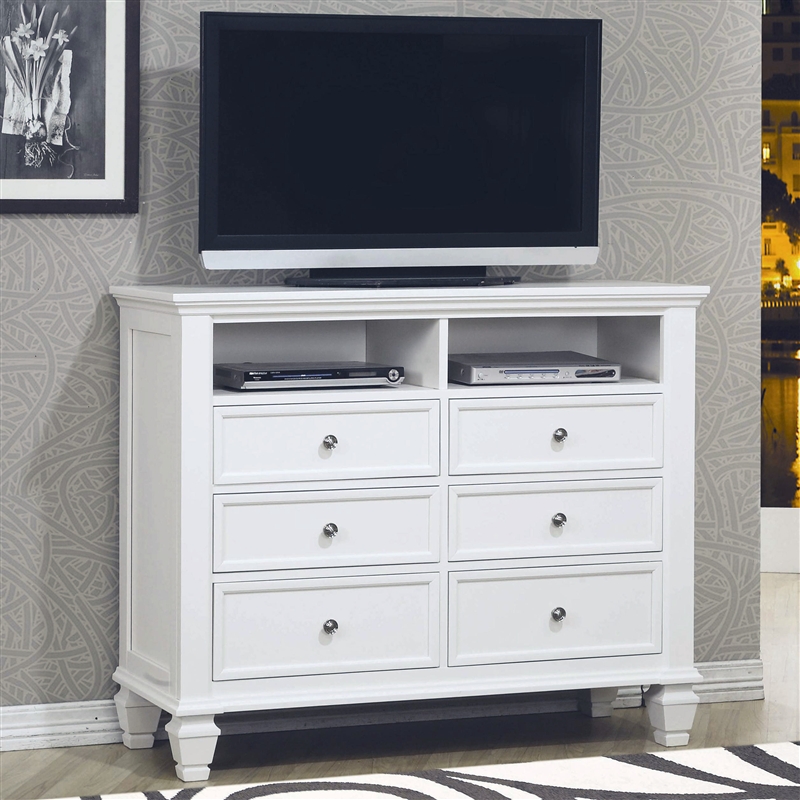 Sandy Beach Media Chest In White Finish By Coaster 201306