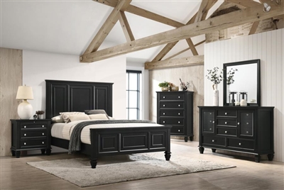 Sandy Beach Panel Bed 6 Piece Bedroom Set in Black Finish by Coaster - 201321