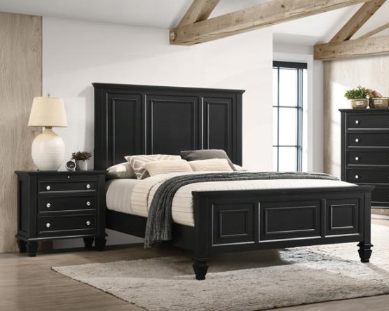 Sandy Beach Panel Bed In Black Finish By Coaster 201321q